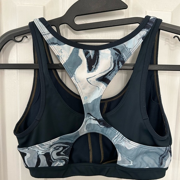 Athleta Size S Small Dark Green Marble Pattern Sports Bra - Picture 2 of 4